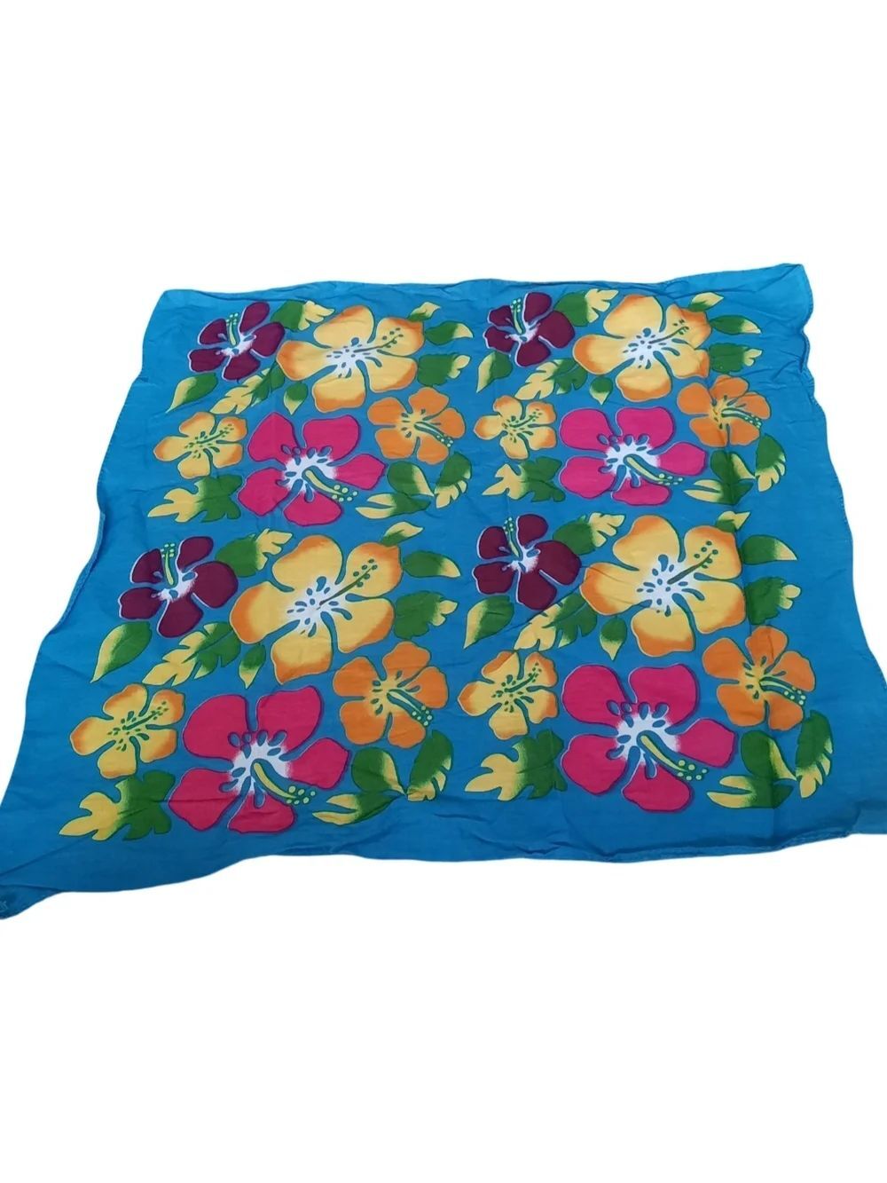 Tropical Floral Blue Cotton Scarf